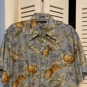 Men's Blue and Gold Pineapple Print Shirt